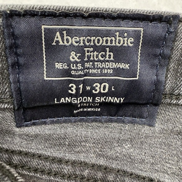 Abercrombie & Fitch Jeans Men 31x30 Black Langdon Skinny Jeans Used With Spots - Picture 2 of 16